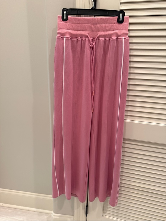 Umgee Pants - Umgee Dusty Pink Wide-Leg Joggers with White Side Stripes